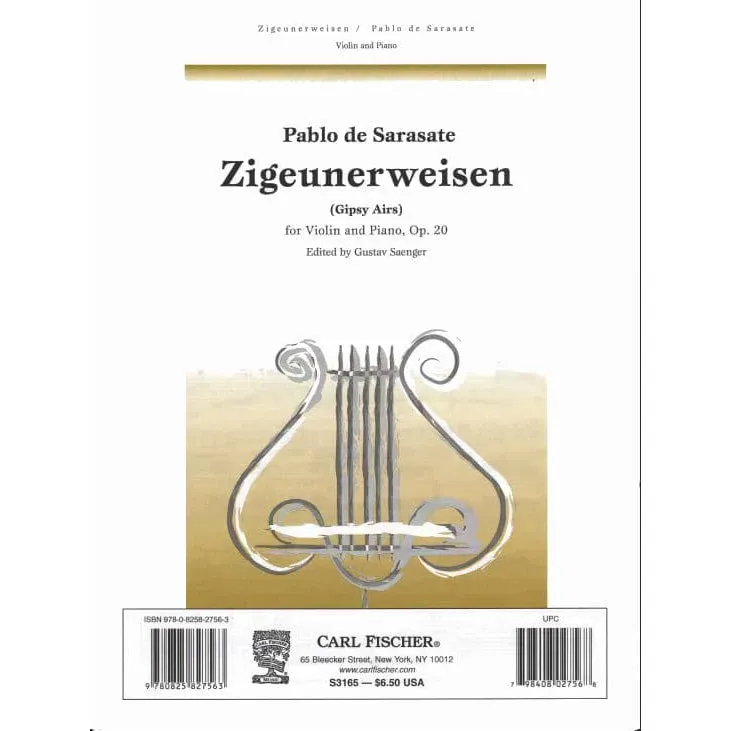 Sarasate Zigeunerweisen Op 20 Noten Violine Klavier
