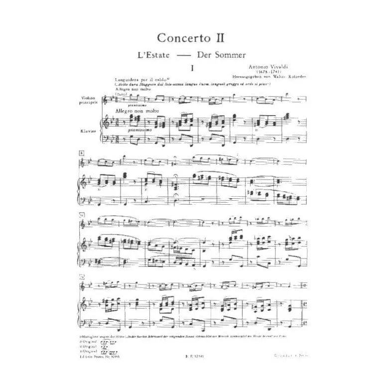Peters Vivaldi Sommer RV 315 Noten Violine Klavier G-moll