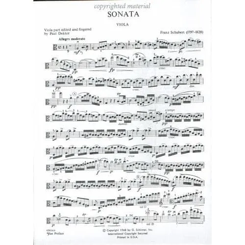 Schirmer Schubert Arpeggione D 821 Noten Viola Klavier