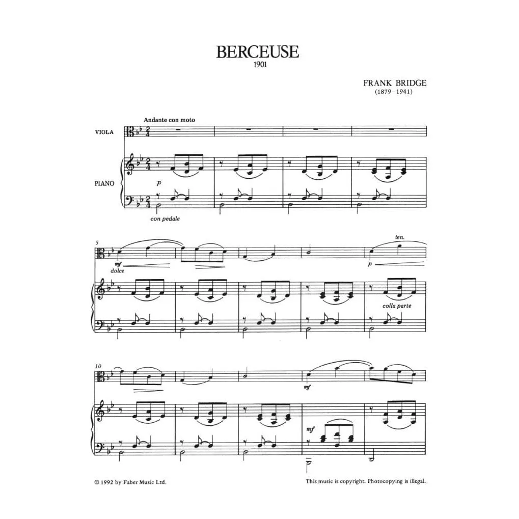 Frank Bridge 4 Pieces Bratschennoten Viola Klavier Faber