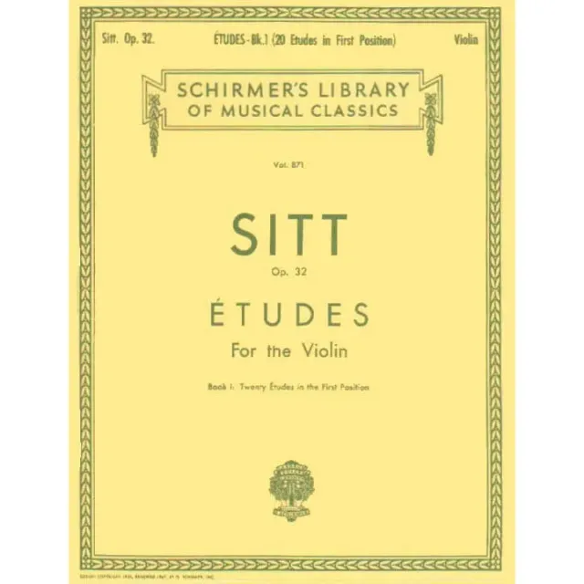 G. Schirmer Sitt 20 Etüden Op. 32 Heft 1 Violinenoten Anfänger
