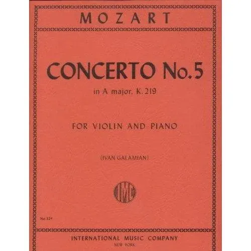 International Mozart Violinkonzert Nr.5 K.219 Noten Violine Klavier