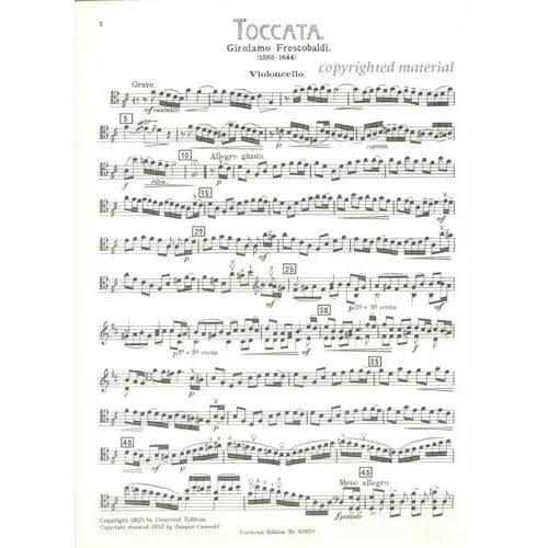 Universal Frescobaldi Toccata Cello-Noten Klavier Cassado