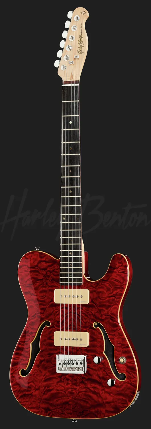 Harley Benton Classic Series TE-90QM E-Gitarre Trans Red P90