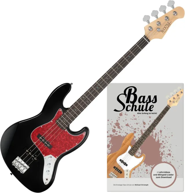 Rocktile Pro JB-30BK 70s Deluxe E-Bass Set schwarz mit Schule