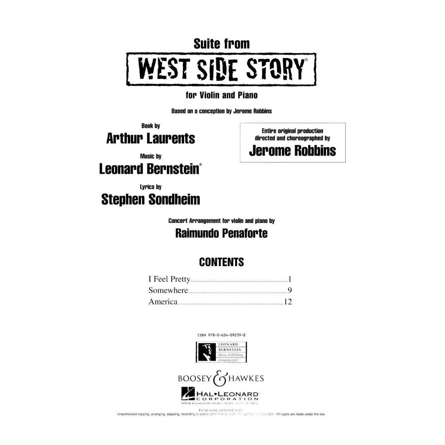 Bernstein West Side Story Suite Violine Klavier Noten