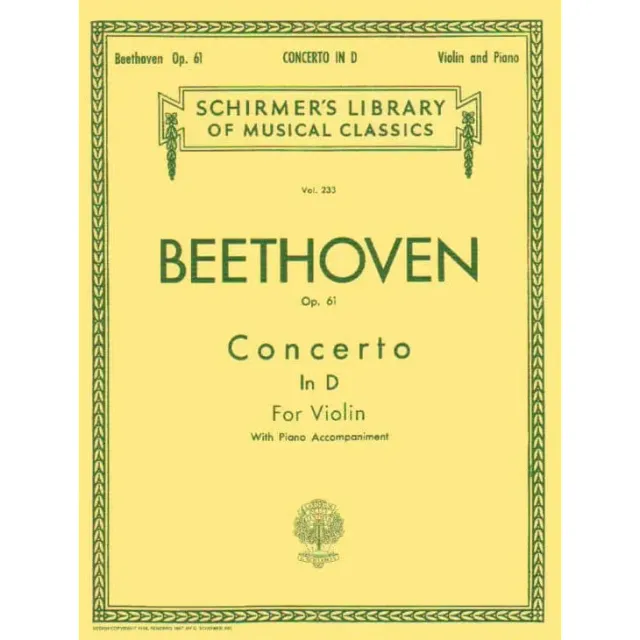 Beethoven Konzert D-Dur Op 61 Violinenoten mit Klavier