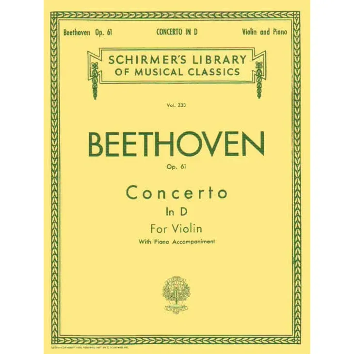 Beethoven Konzert D-Dur Op 61 Violinenoten mit Klavier