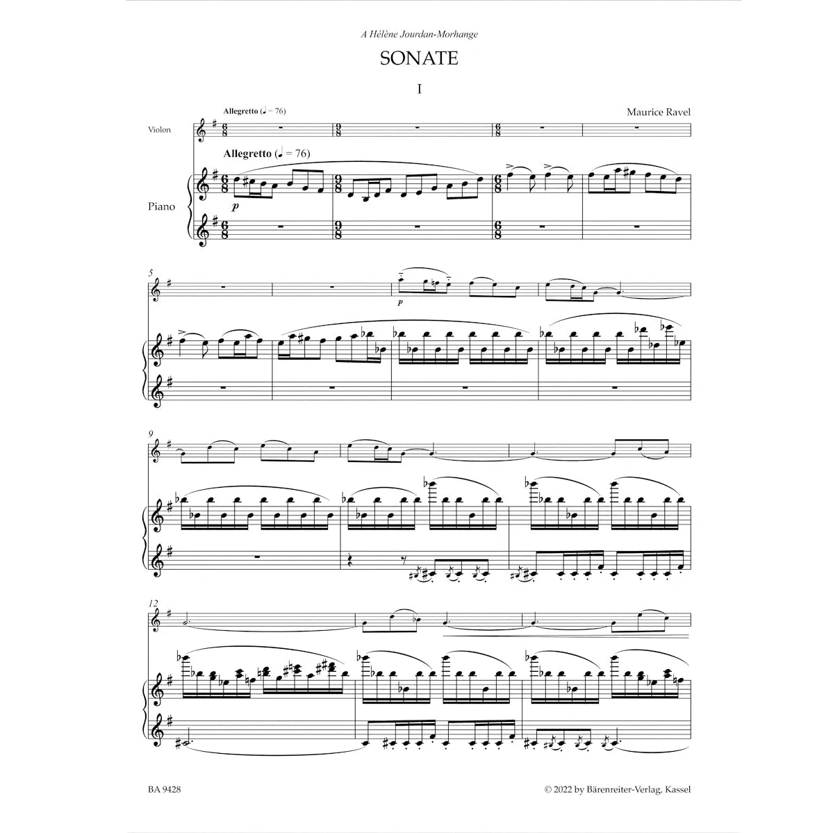 Shar Music Ravel Berceuse Fauré M 74 Noten Violine Klavier Urtext