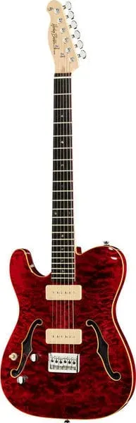 Harley Benton TE-90QM LH E-Gitarre Rot P90 Linkshänder