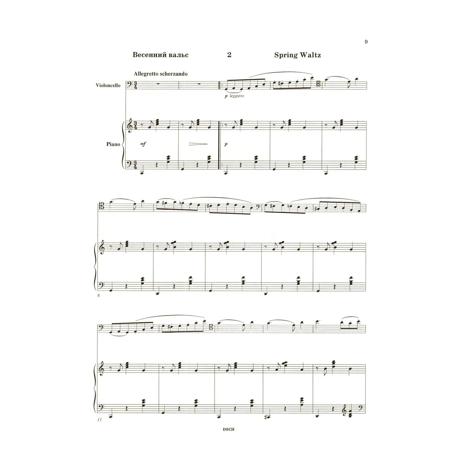 DSCH Schostakowitsch Two Pieces Noten Cello