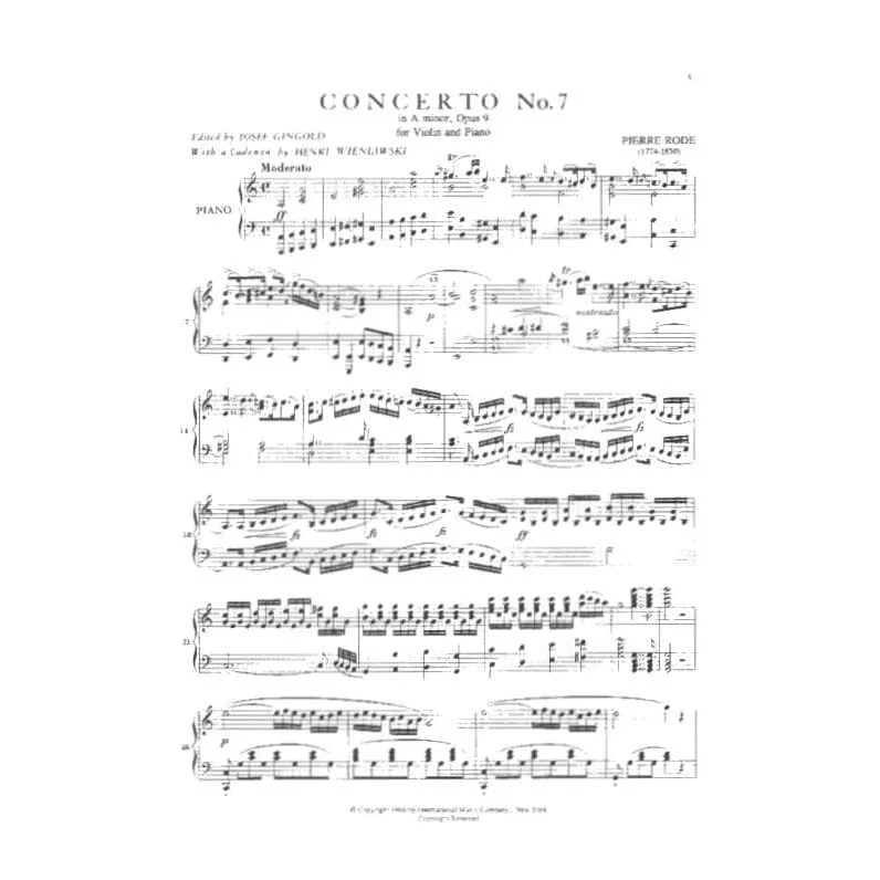 International Rode Konzert Nr. 7 a-Moll Op. 9 Noten Violine Klavier Gingold