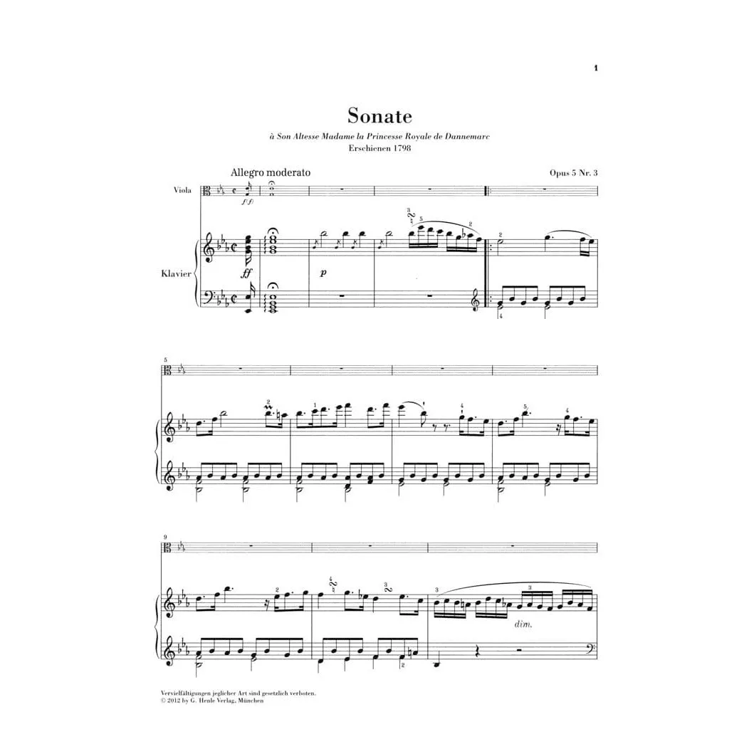 Hummel Sonate Es-Dur Op.5 Nr.3 Viola Klavier Henle Noten