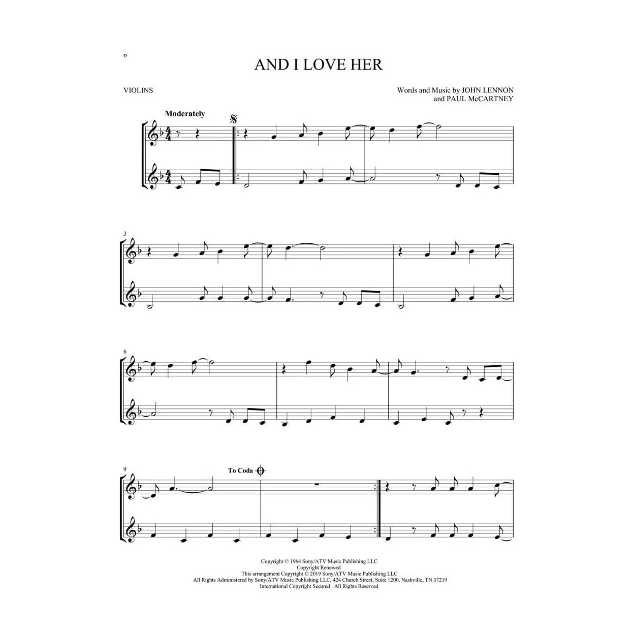 Hal Leonard Beatles for Two Violinen-Duette 23 Hits