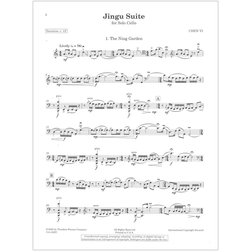 Shar Music Jingu Suite Cello Noten Solo 12 Minuten