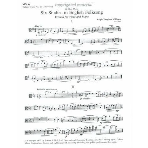 Vaughan Williams Six Studies Bratschennoten Viola-Klavier