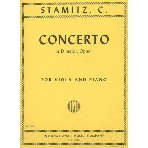 International Stamitz Konzert D-Dur Op 1 Viola Noten Klavier