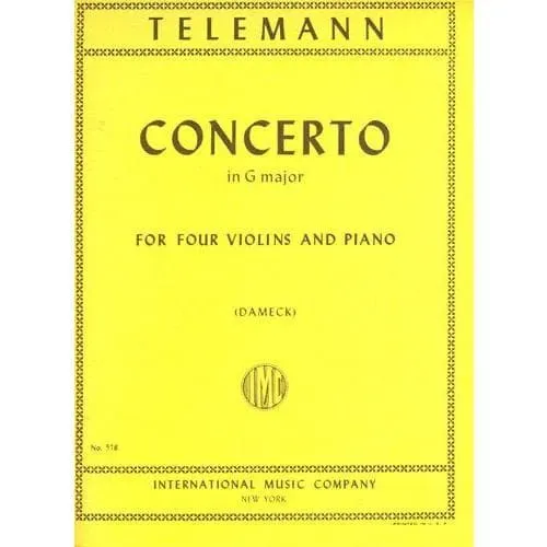 Shar Music Telemann Konzert G-Dur TWV 40:201 Noten 4 Violinen