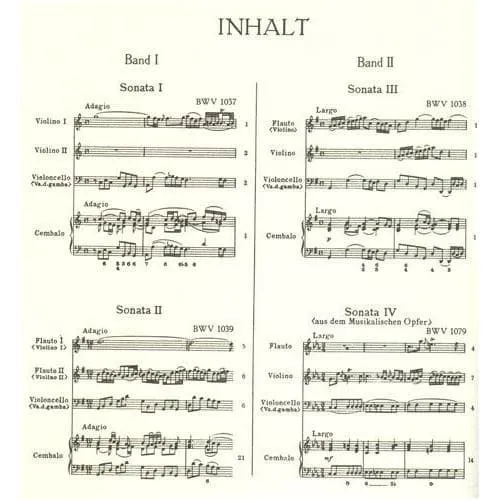 Bach Trio-Sonaten Vol 1 BWV 1037 1039 Noten 2 Geigen Klavier