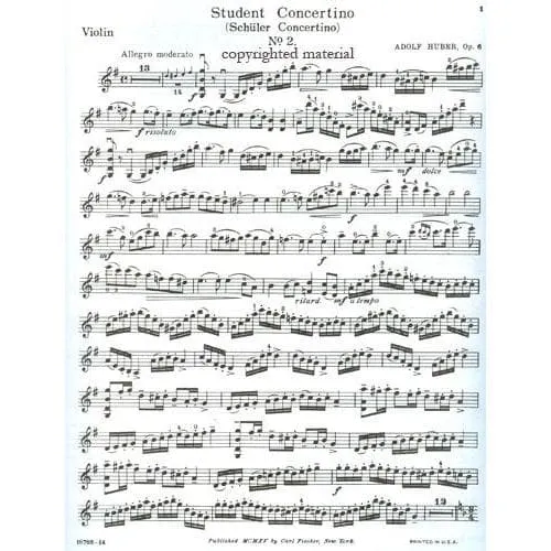 Huber Student Concertino Op.6 Nr.2 Noten Violine G-Dur