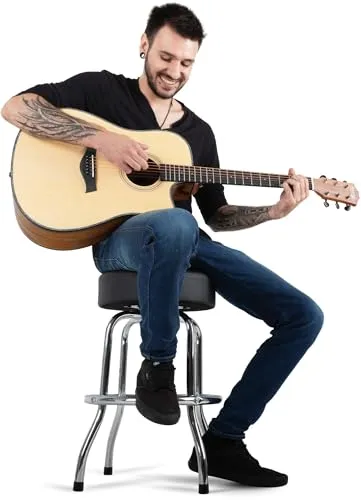 Rocktile Barstool Gitarrenhocker Schwarz 62 cm Sitzhöhe