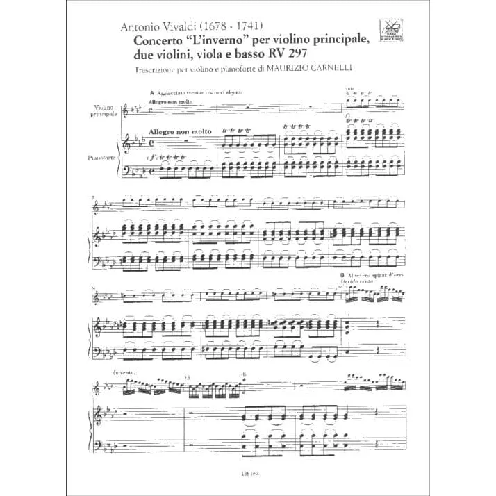 Ricordi Vivaldi Winter RV 297 Noten Violine Klavier advanced
