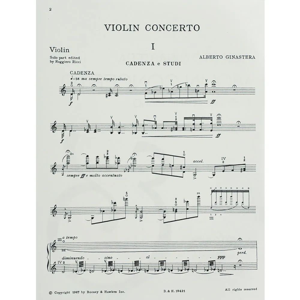 Ginastera Violinkonzert op. 30 Noten Violine Klavier virtuos
