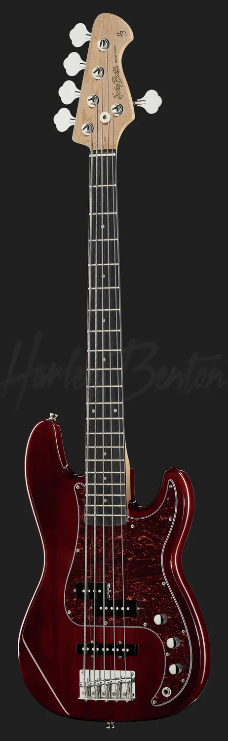 Harley Benton PJ-5 HTR E-Bass Trans Red 5-saitig Split-Coil