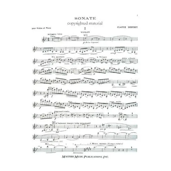 Masters Music Debussy Sonate g-Moll Violinnoten