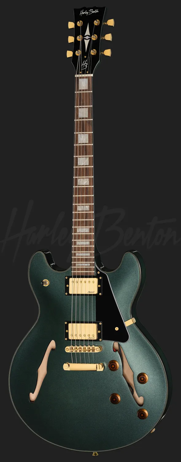 Harley Benton HB-35Plus Halbakustik-Gitarre Gun Metal Blue
