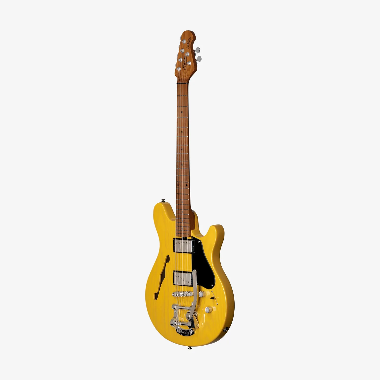 Sterling Valentine Chambered Bigsby E-Gitarre Butterscotch 12dB Boost