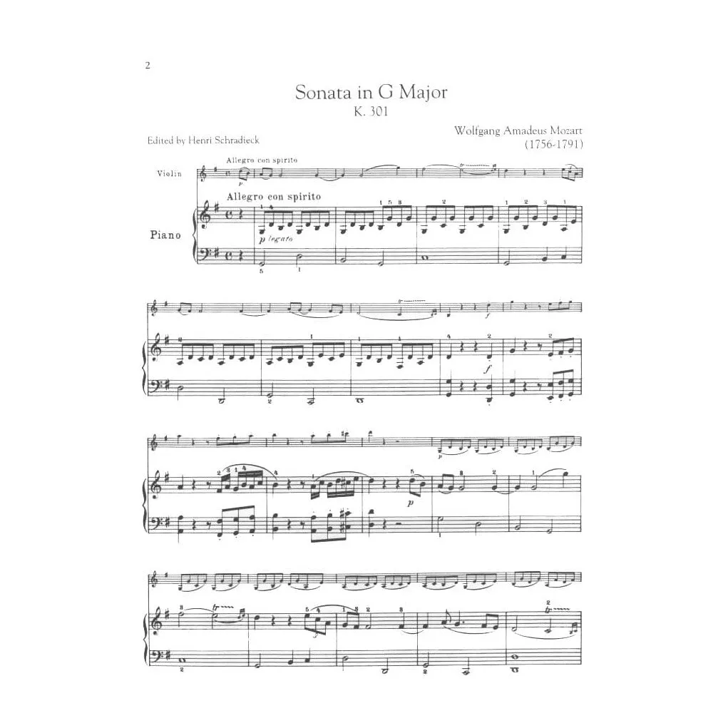 G Schirmer Mozart Sonate G-Dur K 301 Noten Violine Klavier