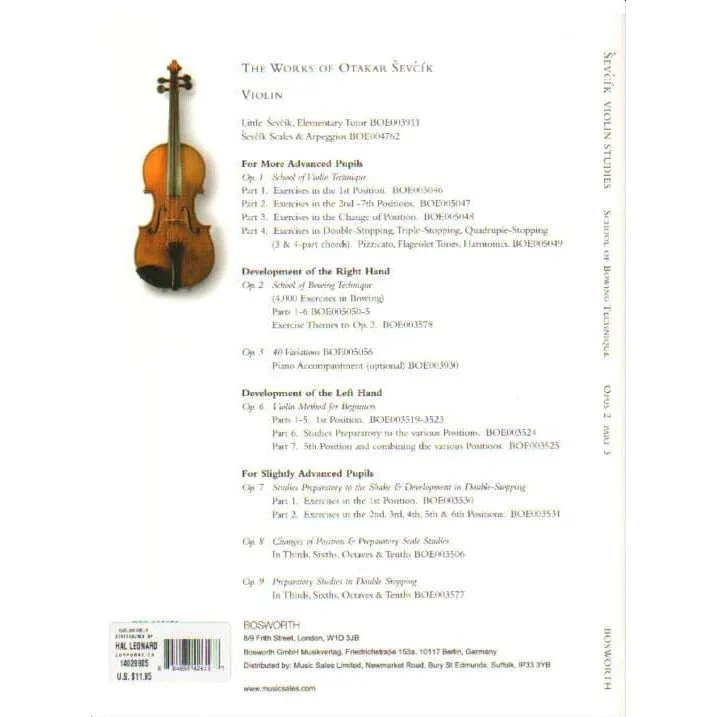 Bosworth Sevcik Opus 2 Teil 3 Violinschule Violine