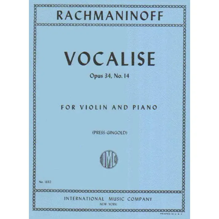 International Rachmaninoff Vocalise op.34 Nr.14 Noten Violine