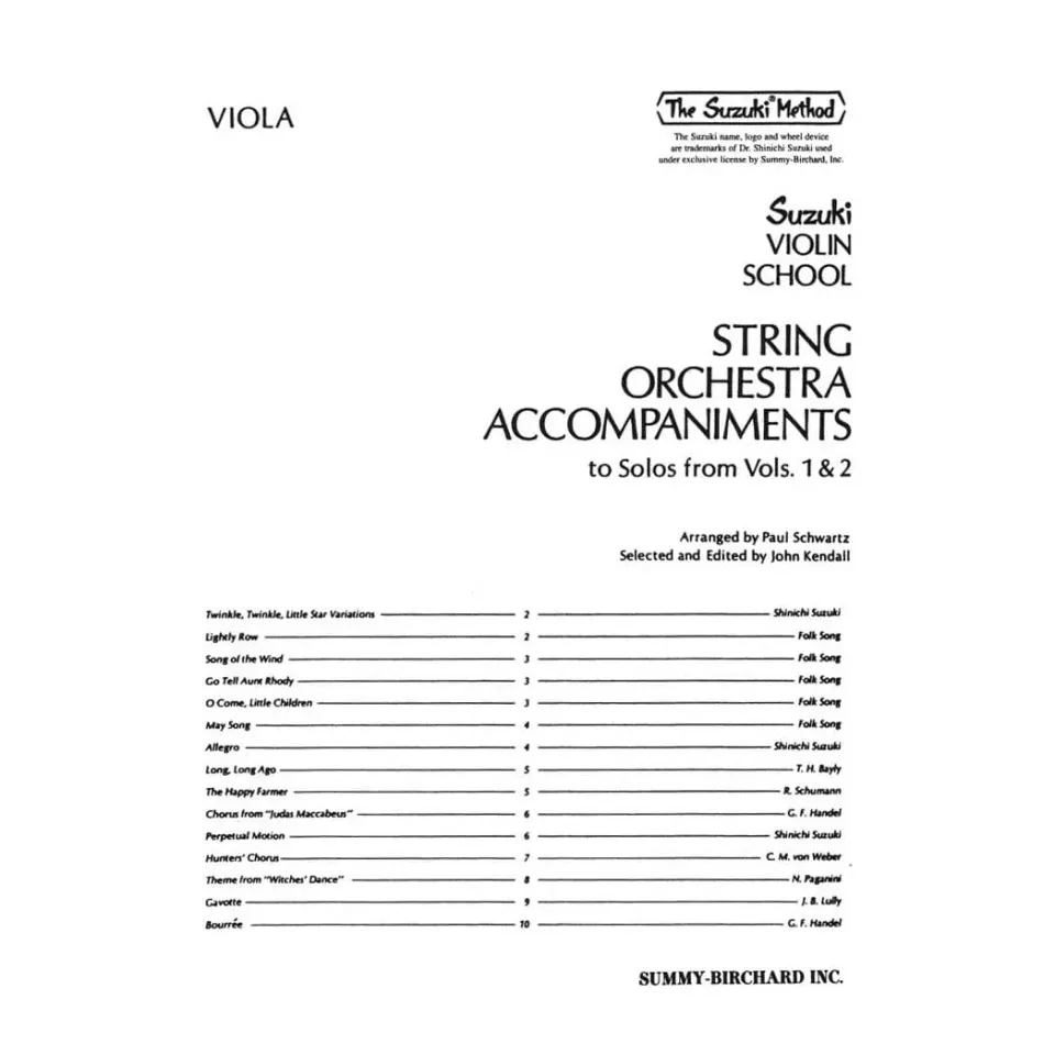 Shar Music Suzuki Violine Vol.1-2 Streichorchester-Begleitung Viola