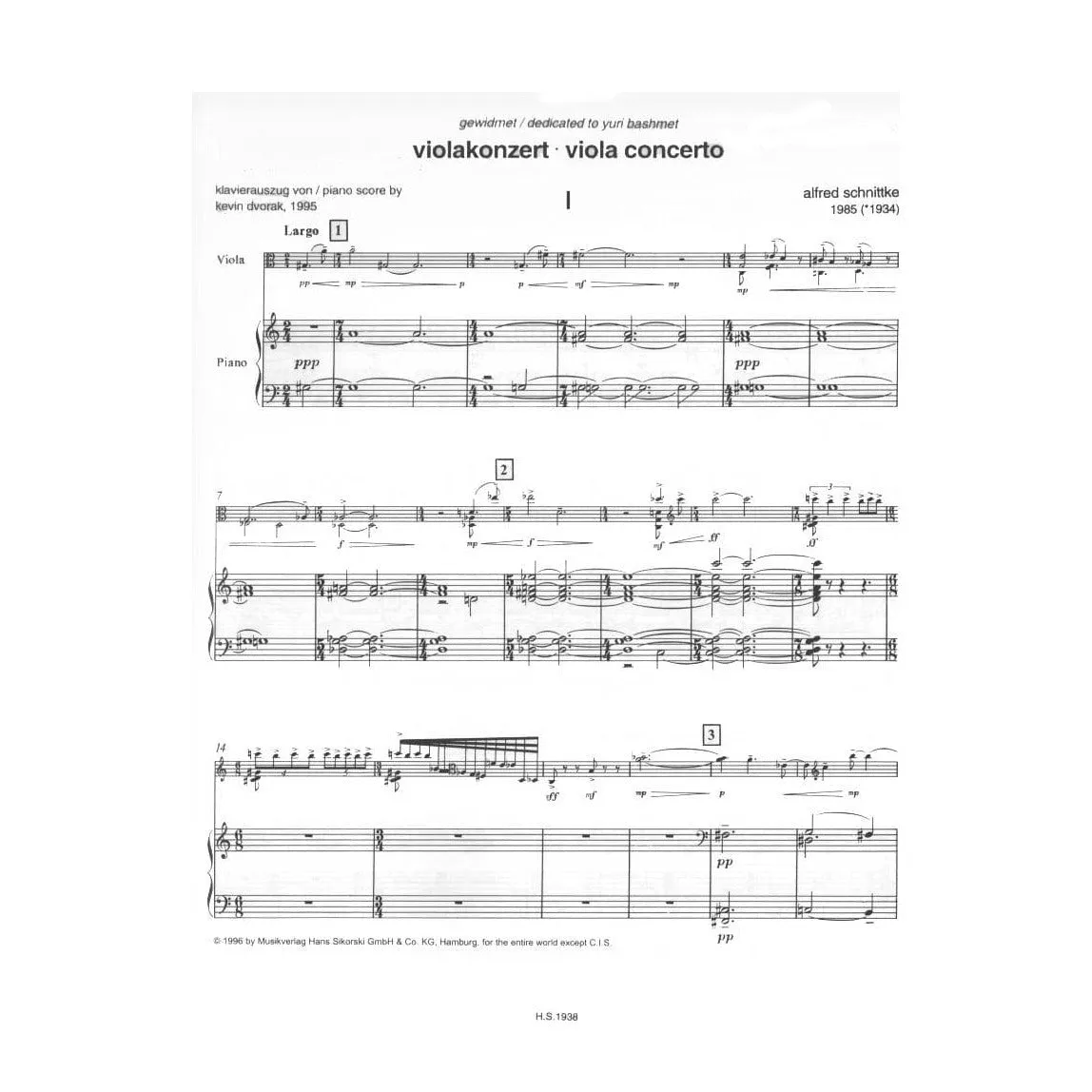 Sikorski Schnittke Concerto Noten für Viola und Klavier