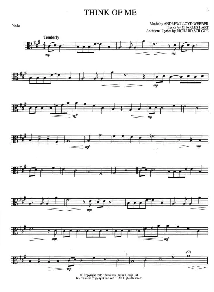 Hal Leonard Phantom of the Opera Viola Solo Noten 9 Songs