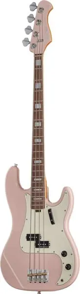 Harley Benton MV-4P E-Bass Shell Pink Splitcoil