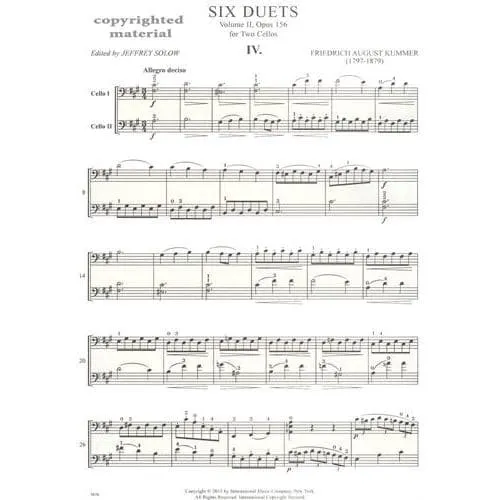 Kummer Sechs Duette Op 156 Vol 2 Cello Noten