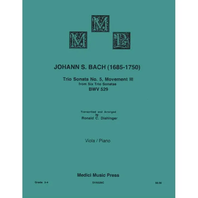 Bach Trio-Sonate Nr.5 BWV529 Noten Viola Klavier Medici