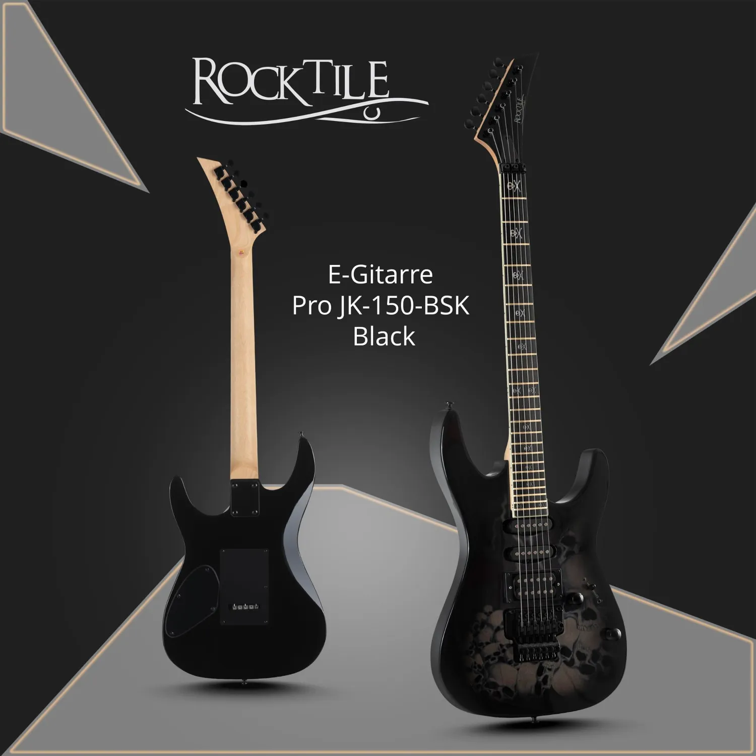 Rocktile Pro JK150-BSK Skull E-Gitarre HSS schwarz