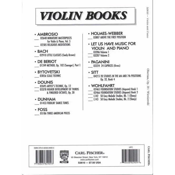 Carl Fischer Wieniawski Obertass Op 19 Nr 1 Noten