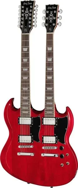Harley Benton Vintage DC-Custom II 612 Cherry Doppelhals-Gitarre