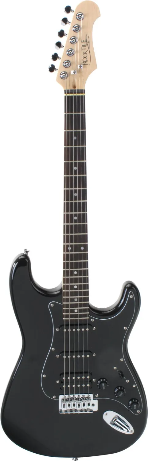 Rocktile Pro ST60-BK E-Gitarre All Black Set HSS
