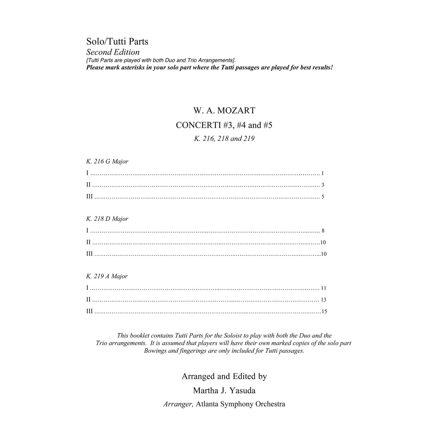 Yasuda Mozart Konzerte Nr. 3-5 Noten Download 3 Violinen vereinfacht