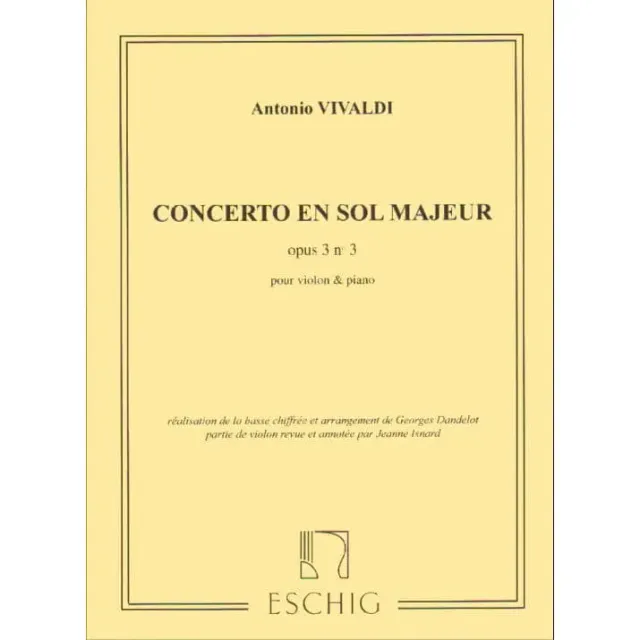 Vivaldi Violinkonzert G-Dur op. 3 Nr. 3 RV 310 Noten