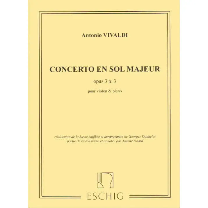 Vivaldi Violinkonzert G-Dur op. 3 Nr. 3 RV 310 Noten
