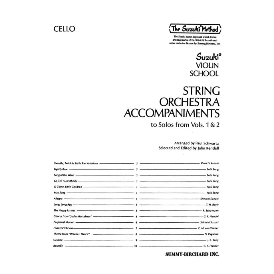 Shar Music Suzuki Vol 1-2 Cello Begleitung Notenheft