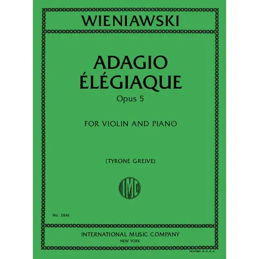 Shar Music Wieniawski Adagio Elegiaque Op. 5 Noten Violine