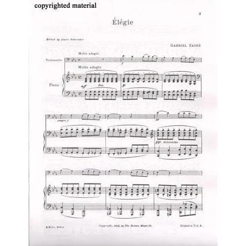 Gabriel Fauré Élégie Op 24 Noten Cello Klavier mittelschwer